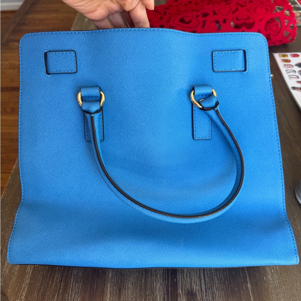 Michael Kors Hamilton Large Blue Saffiano Leather Tote Bag - Picture 6 of 7